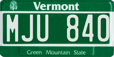 VT license plate MJU840