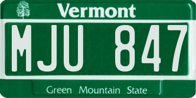 VT license plate MJU847
