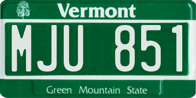 VT license plate MJU851