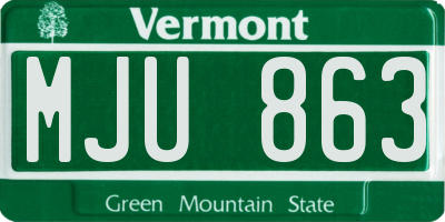 VT license plate MJU863