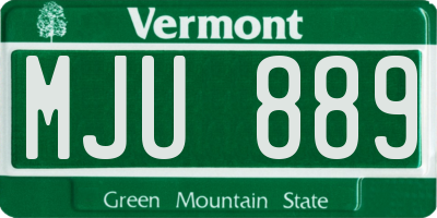VT license plate MJU889