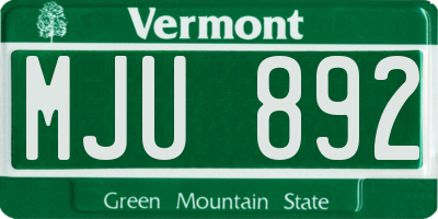 VT license plate MJU892