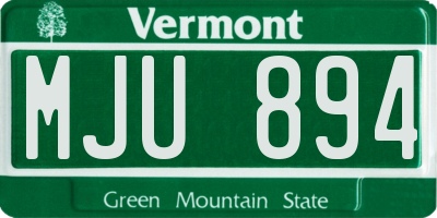 VT license plate MJU894