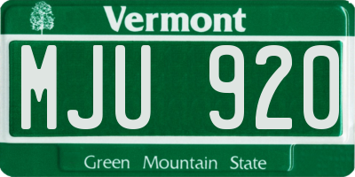 VT license plate MJU920