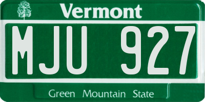 VT license plate MJU927