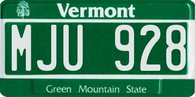 VT license plate MJU928