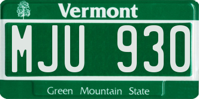 VT license plate MJU930