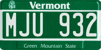 VT license plate MJU932