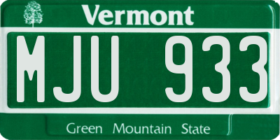 VT license plate MJU933