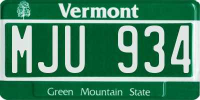 VT license plate MJU934