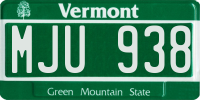 VT license plate MJU938