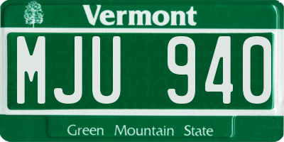 VT license plate MJU940