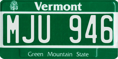 VT license plate MJU946