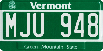 VT license plate MJU948