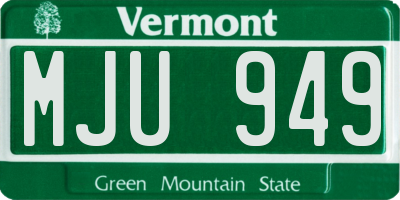 VT license plate MJU949