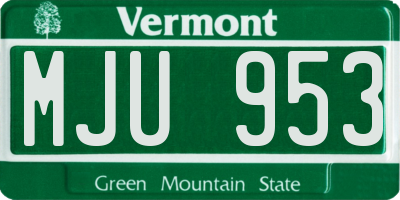 VT license plate MJU953