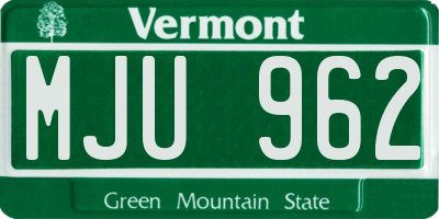 VT license plate MJU962