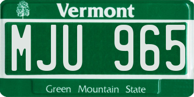 VT license plate MJU965