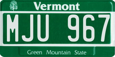 VT license plate MJU967