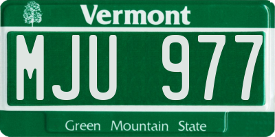 VT license plate MJU977