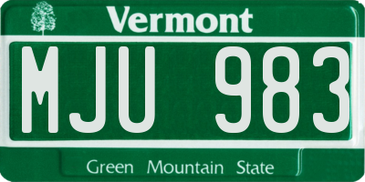 VT license plate MJU983