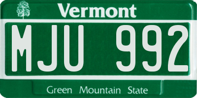 VT license plate MJU992