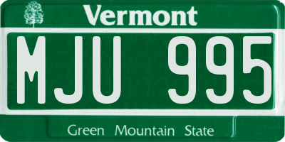 VT license plate MJU995