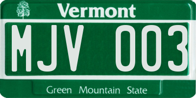 VT license plate MJV003