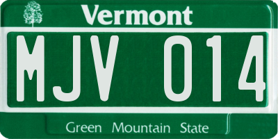 VT license plate MJV014