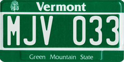 VT license plate MJV033