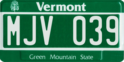 VT license plate MJV039