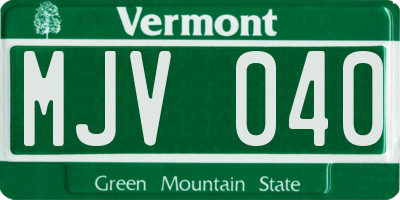 VT license plate MJV040