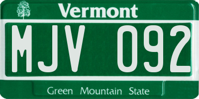 VT license plate MJV092