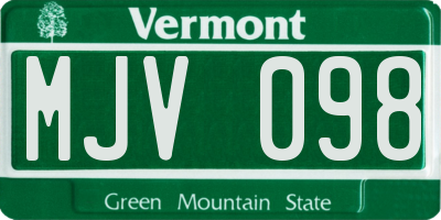 VT license plate MJV098