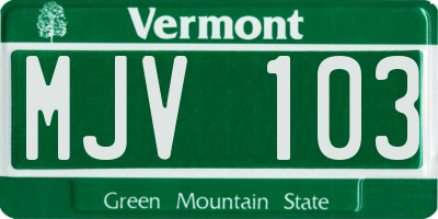 VT license plate MJV103