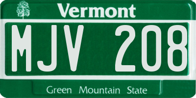 VT license plate MJV208
