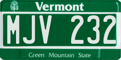 VT license plate MJV232