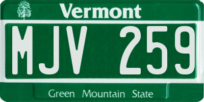 VT license plate MJV259