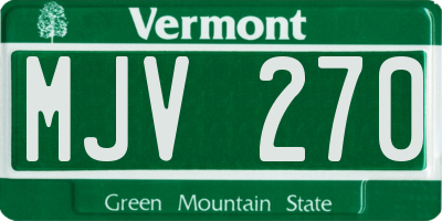 VT license plate MJV270