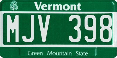 VT license plate MJV398