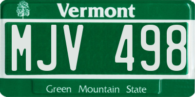 VT license plate MJV498