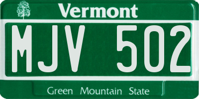 VT license plate MJV502