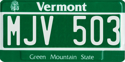VT license plate MJV503
