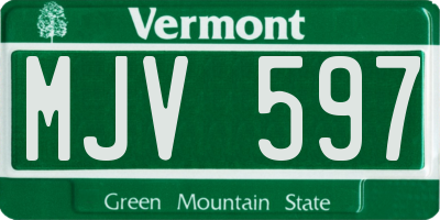 VT license plate MJV597