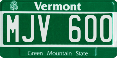 VT license plate MJV600