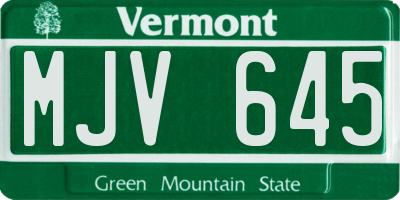 VT license plate MJV645