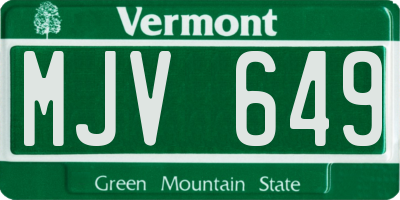 VT license plate MJV649