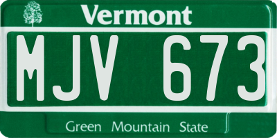 VT license plate MJV673