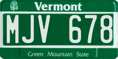 VT license plate MJV678