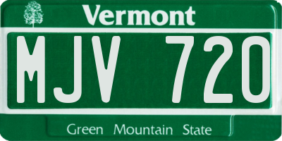 VT license plate MJV720
